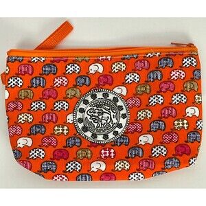 Makeup Case Cosmetic Zip‎ Bag Elephant Toiletry Pouch Travel Organizer Orange